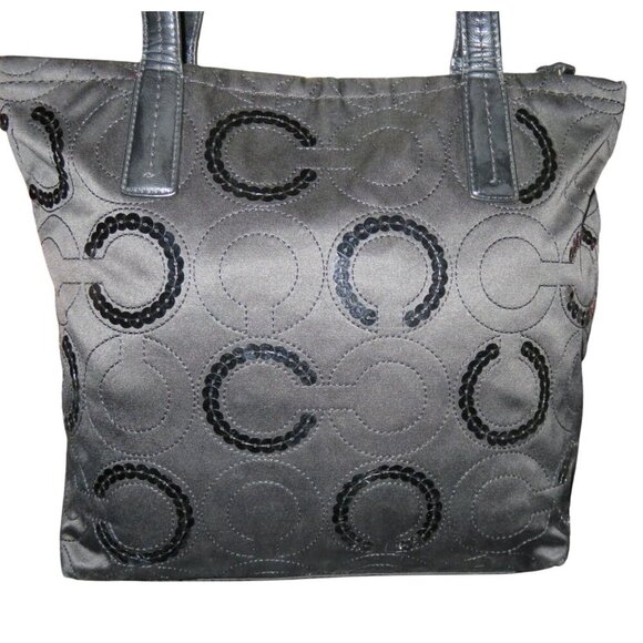 Coach 2013 Signature C Sequin Canvas Embellished Tote Bag in classic black - Picture 2 of 10